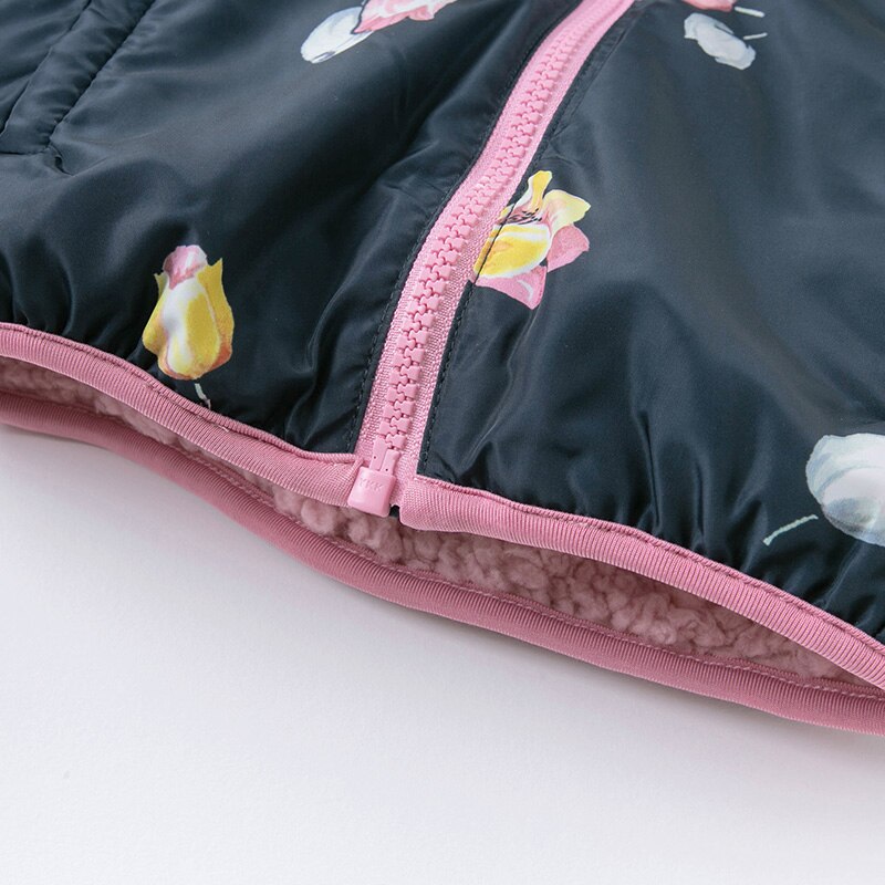 winter baby girls fashion floral zipper pockets hooded coat