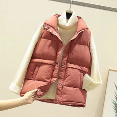 Women Sleeveless Vest Winter Warm Plus Size 2XL Down Cotton Padded Jacket
