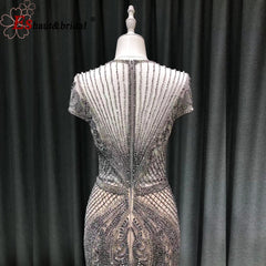 Evening wear Dresses: Mermaid Evening Night Dress for Women Crystal Handmade Cap