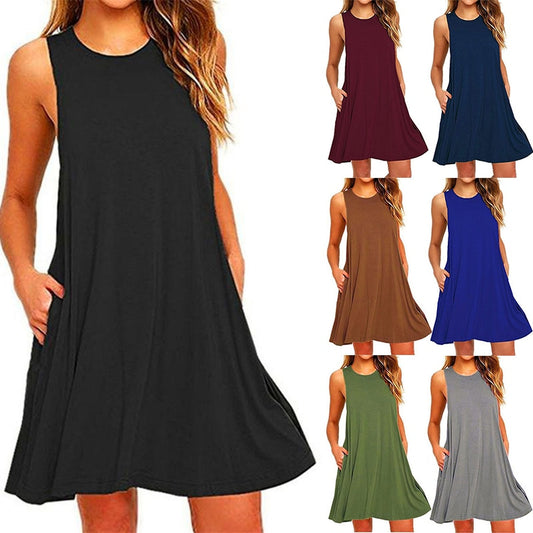 Women's Summer Casual Swing T-Shirt Dresses Beach Cover Up