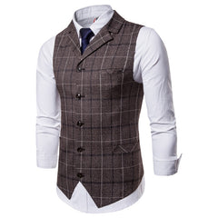Mens Vest Casual Business Men Suit Vests Male Lattice Waistcoat