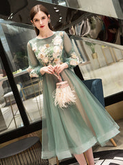 Evening wear Dresses: Evening Dress Elegant O-Neck Appliques Plus Size