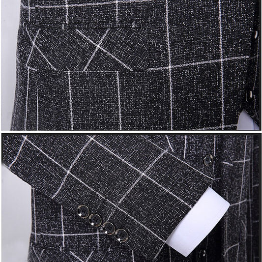 Tuxedo for Mens: Men Suit Fashion Plaid Slim Fit Mens Suits Wedding Groom