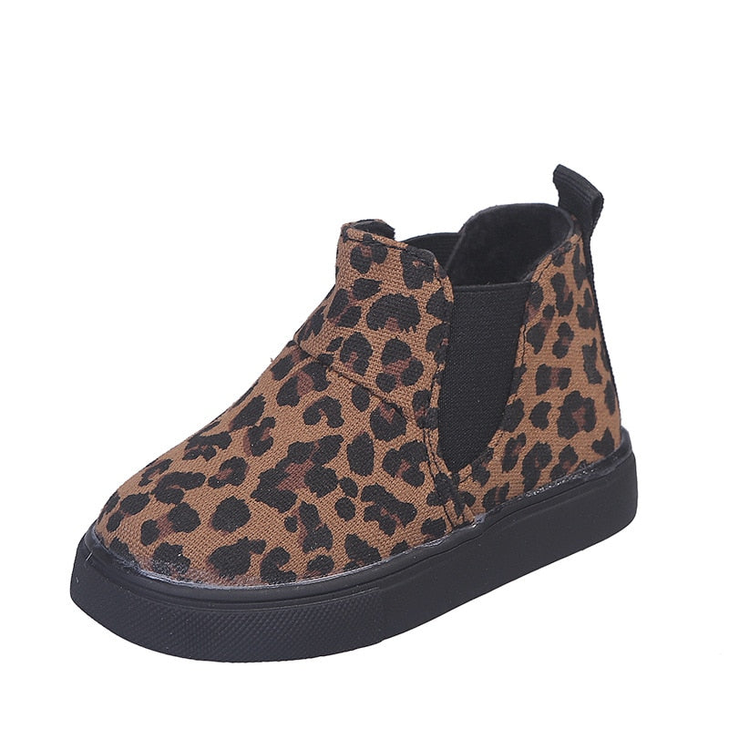 Leopard Children Snow Boots Slip on Toddler Girl Boots Baby Winter Shoes