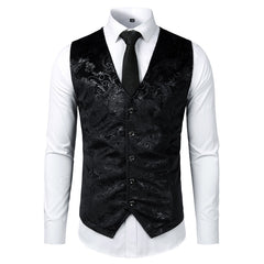 Gold Steampunk Vest Men Suit Gilet Homme Wedding Sleeveless Slim Fit