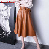 Vetement Femme Harajuku Skirts Women Genuine Leather High Waist Large