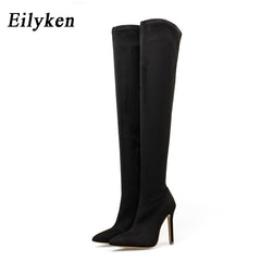 Winter Over The Knee Women Boots Stretch High Heel Slip on Shoes
