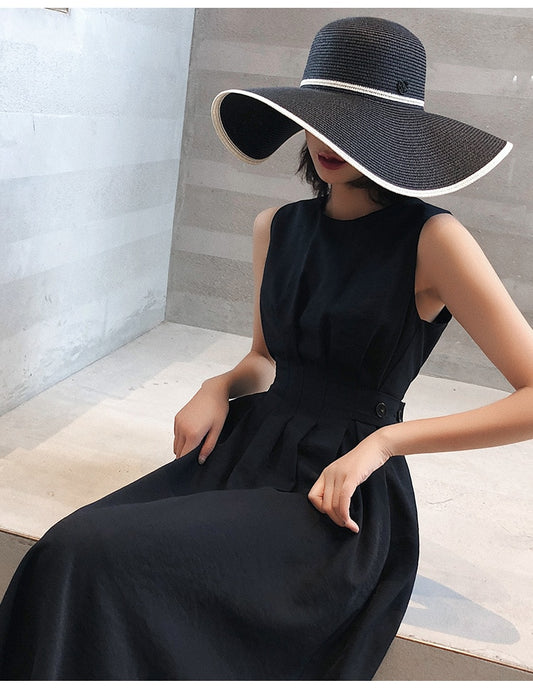 Women Solid White Black Fashion Elegant Casual Party Dress O neck Sleeveless