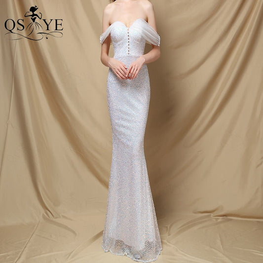 Homecoming Dresses: Prom Dress Side Sleeves Mermaid Evening Gown Buttons Sequin