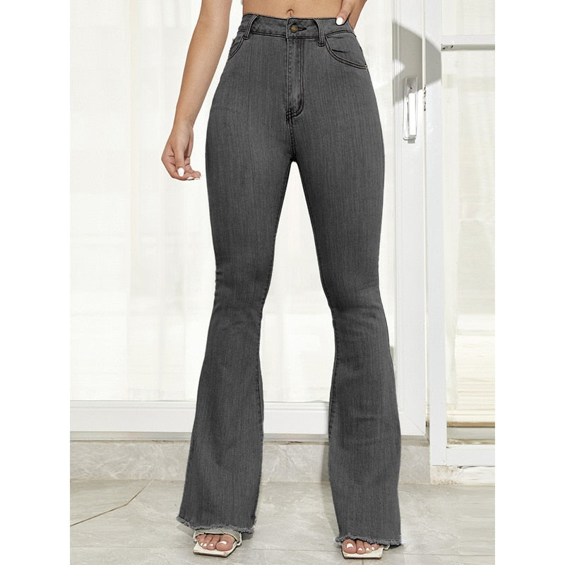 Women's Raw Hem Flare Jeans