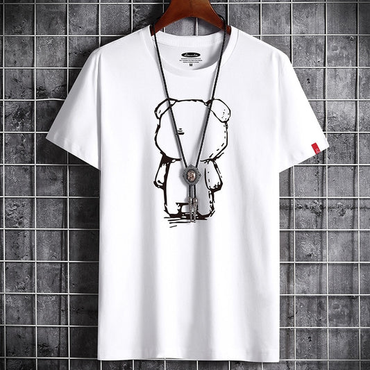 T Shirt for Men Clothing Fitness White O Neck Anime Man T-shirt