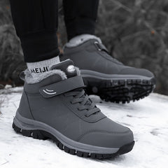 Winter Women Men Boots Plush Leather Waterproof Sneakers
