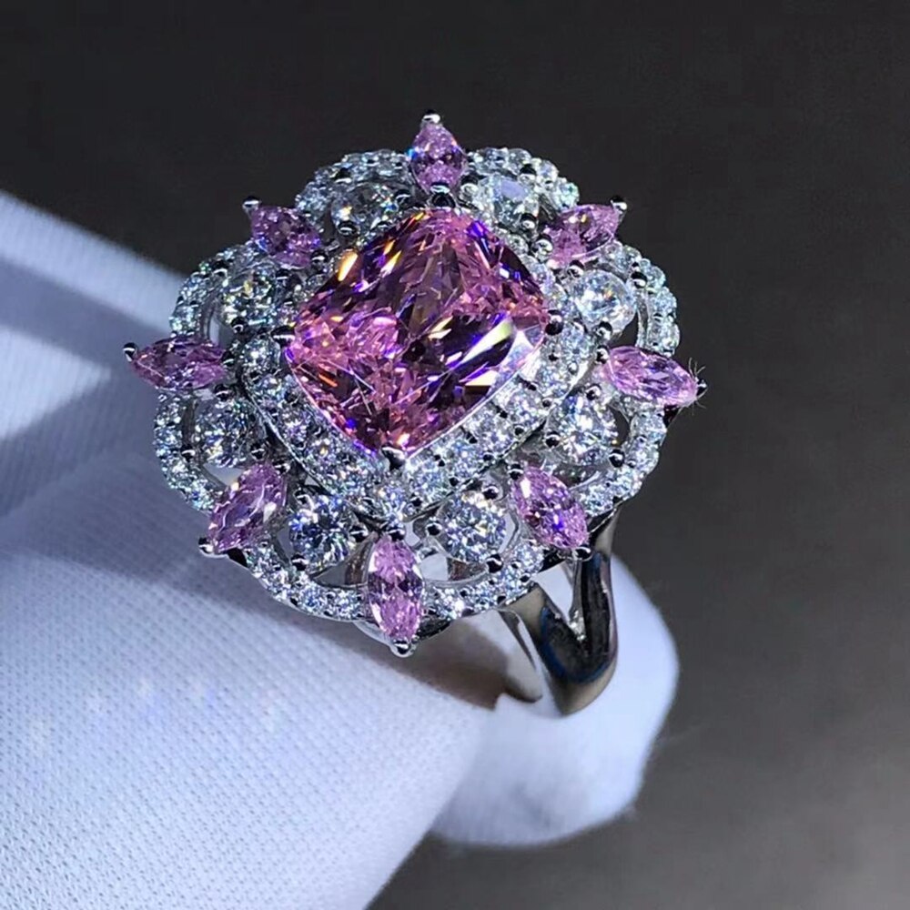 Luxury 100% 925 Sterling Silver 3EX 2CT VVS Pink Created Moissanite