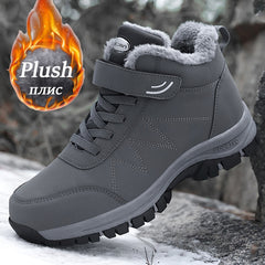 Winter Women Men Boots Plush Leather Waterproof Sneakers