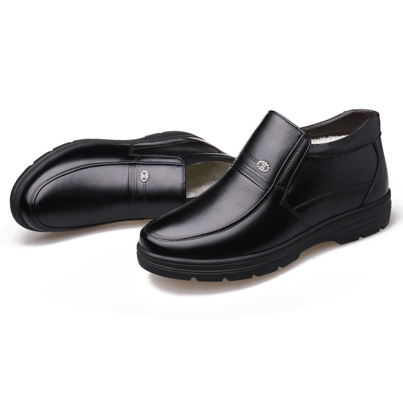 Genuine Leather Shoes Men Winter Boots Warm Cotton Shoes for Cold Winter
