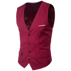Purple Suit Vest Men Spring Slim Fit Sleeveless Vest Waistcoat Mens