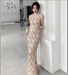 Evening wear Dresses: Green Tasse Evening Dresses Long Mermaid V-Neck