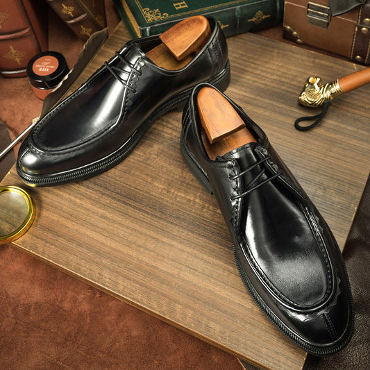Oxford Shoes Fashion Genuine Leather Breathable Patent Shoes For Men