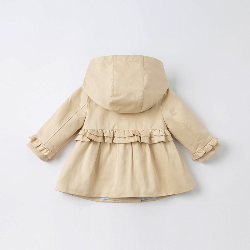 spring baby girls fashion solid ruched hooded coat children tops infant