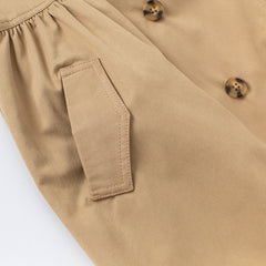 Autumn Kids Girls Fashion Solid Button Pockets Hooded Coat Children