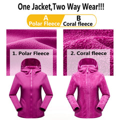Unisex Reversible Hoodie Women Pullover Sweatshirts Winter Warm Polar/Coral Coats