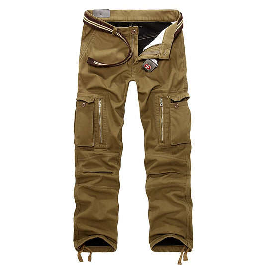 Winter Fleece Warm Tactical Pants Zip Cotton Trousers Loose Army Green