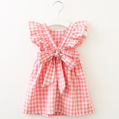 Girls Dress Strap Hollow Embroidery Casual Sleeveless Party Princess Dress