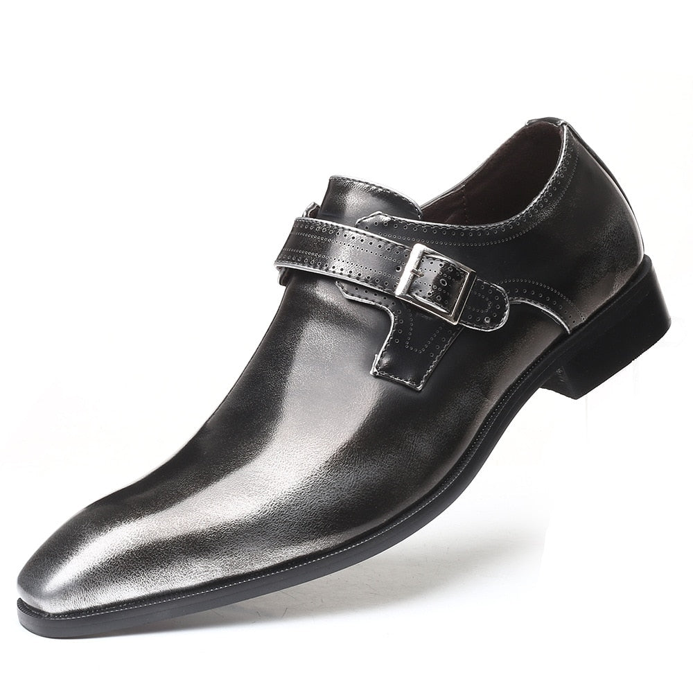 Italian Fashion Men Black Brown Dress Shoes Genuine Leather Slip On Man