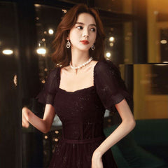 Homecoming Dresses: Square Collar Prom Dresses A-line Floor Length Gowns