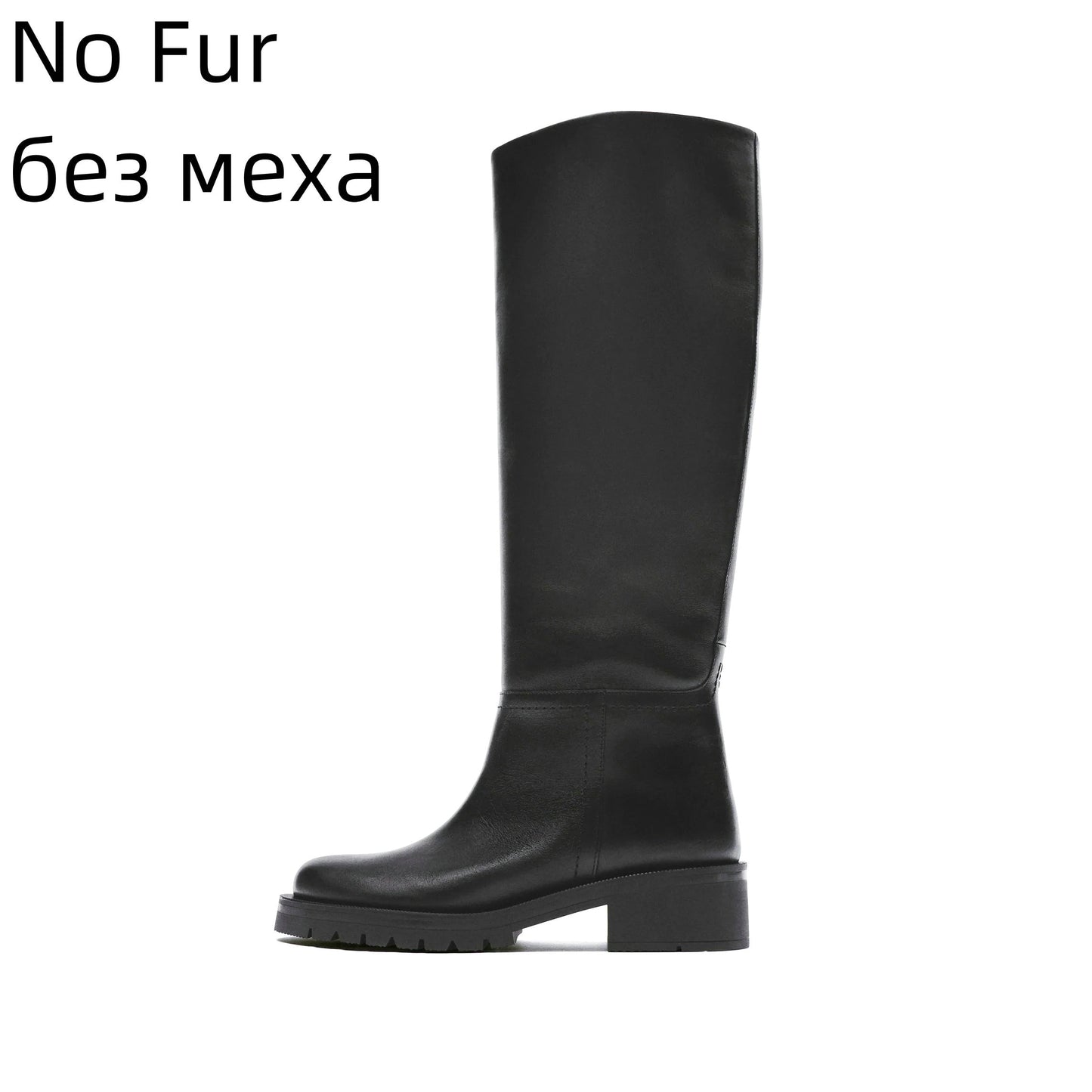 Fashion Women Knee High Boots Full Leather Warm Flats