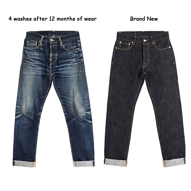 Red Tornado Slim Fit Men Jeans Selvage Denim Pants Blue Onewash