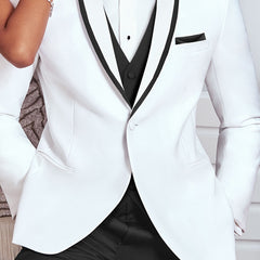 Tuxedo for Mens: White and Black Wedding Tuxedo for Groom 3 Piece Slim Fit Men Suits