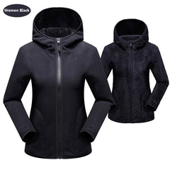 Unisex Reversible Hoodie Women Pullover Sweatshirts Winter Warm Polar/Coral Coats