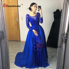 Evening wear Dresses: Evening Night Dress for Women Muslim O Neck Long Sleeves