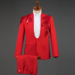 Tuxedo for Mens: Red Diamond Floral Men Suits for Wedding Mens Suits 3 Piece