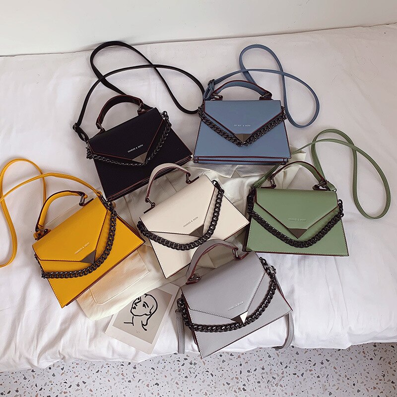 Solid Leather Crossbody Bags For Women Chain Luxury Design