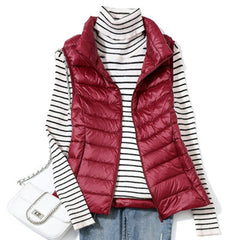 Ultra Light Down Vest Women Short Vest Windproof Lightweight Warm Waistcoat