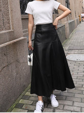 Maxi Skirt Winter Women Splendid Genuine Leather Flared Gonne Female Umbrella