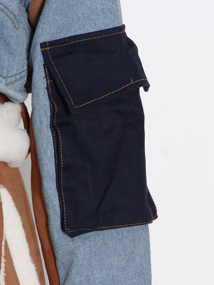 Casual Patchwork Pockets Colorblock Jackets For Women