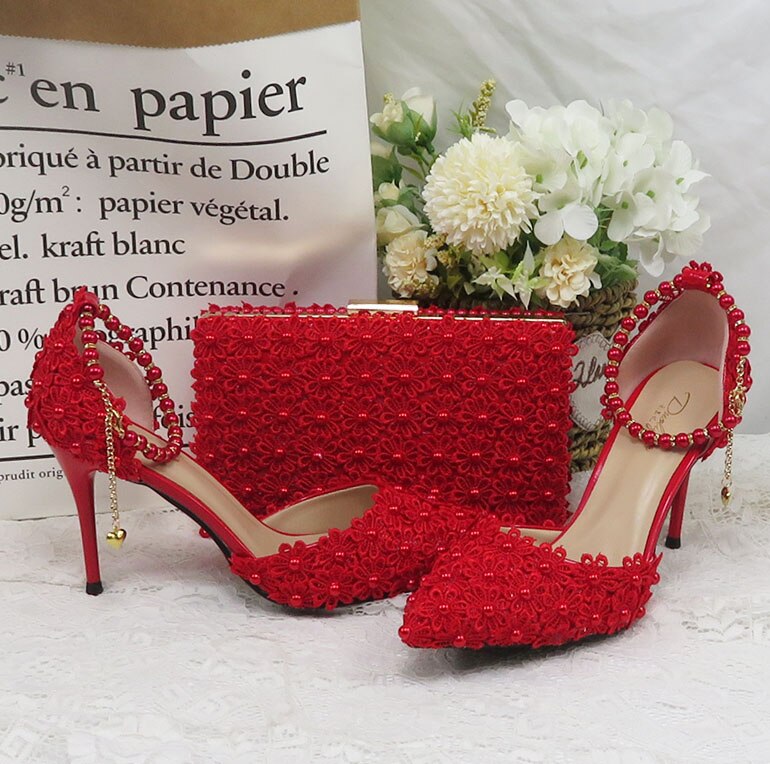 Matching Shoes and Bags: Flower Wedding Shoes With Matching Bags High Heels