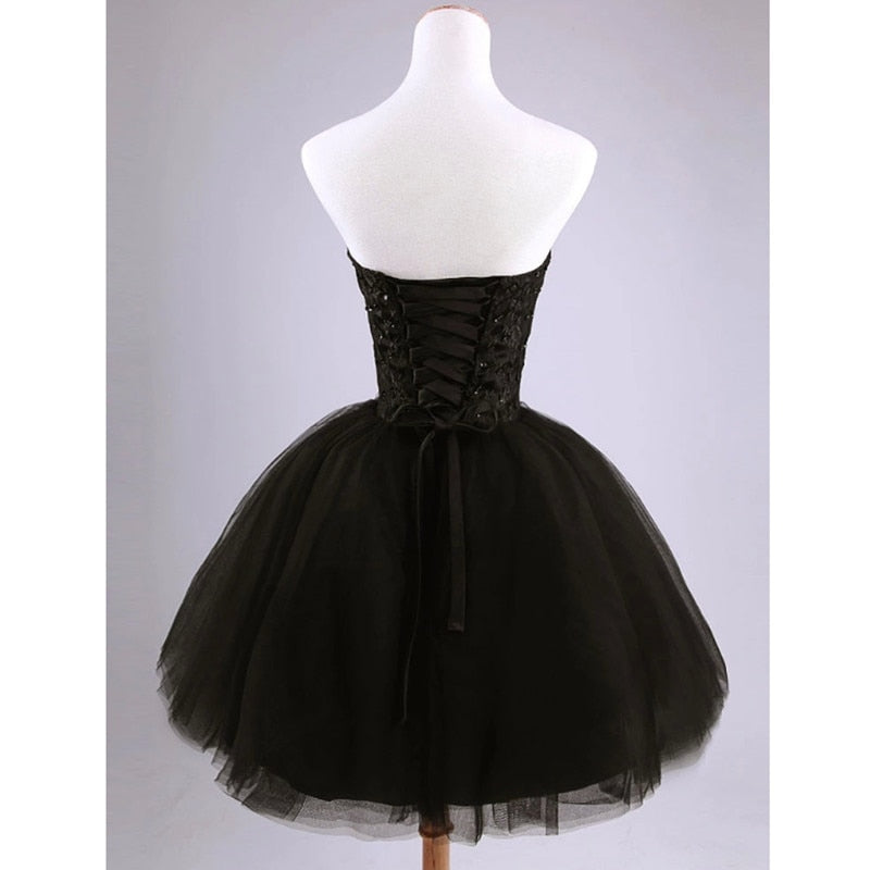 Homecoming Dresses: Evening Dress Short Black Ball Gown Party Prom Dresses