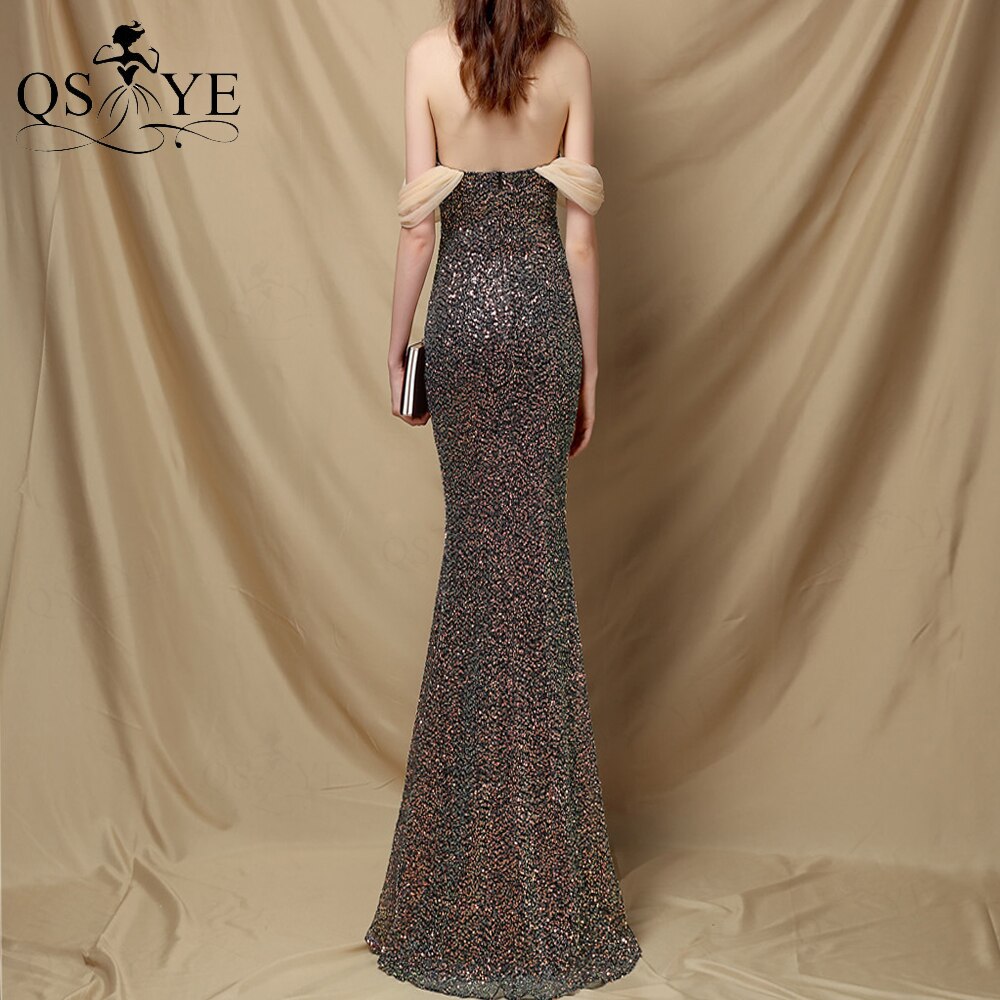 Homecoming Dresses: Prom Dress Side Sleeves Mermaid Evening Gown Buttons Sequin