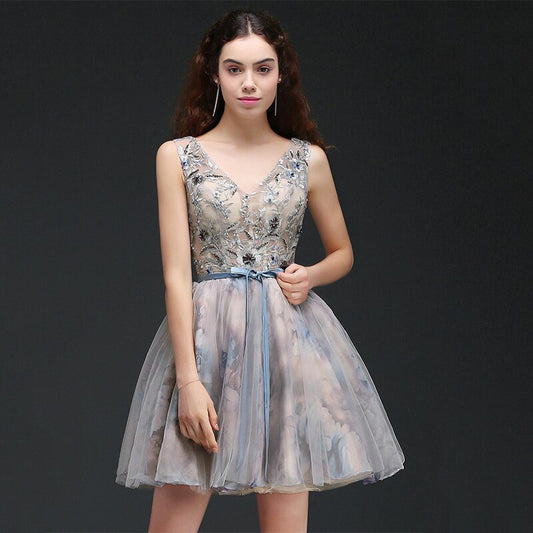 Homecoming Dresses: Prom Dresses Vestidos De Festa Lace Embroidery Dress