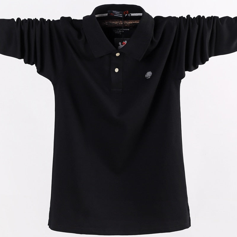 Men Polo Shirt Men Business Work Casual Cotton Male Top Tees Autumn