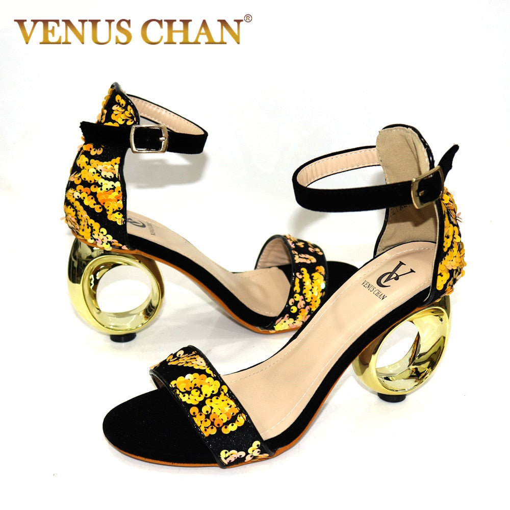 Latest Design African Style Women Shoes Slippers with Metal Trim