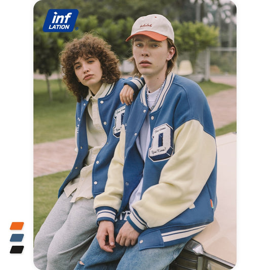 Baseball Varsity Jacket Men UK Streetwear Color Block Vintage