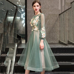 Evening wear Dresses: Evening Dress Elegant O-Neck Appliques Plus Size