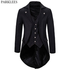 Gothic Victorian Tailcoat Jacket Men Steampunk Medieval Cosplay Costume Male