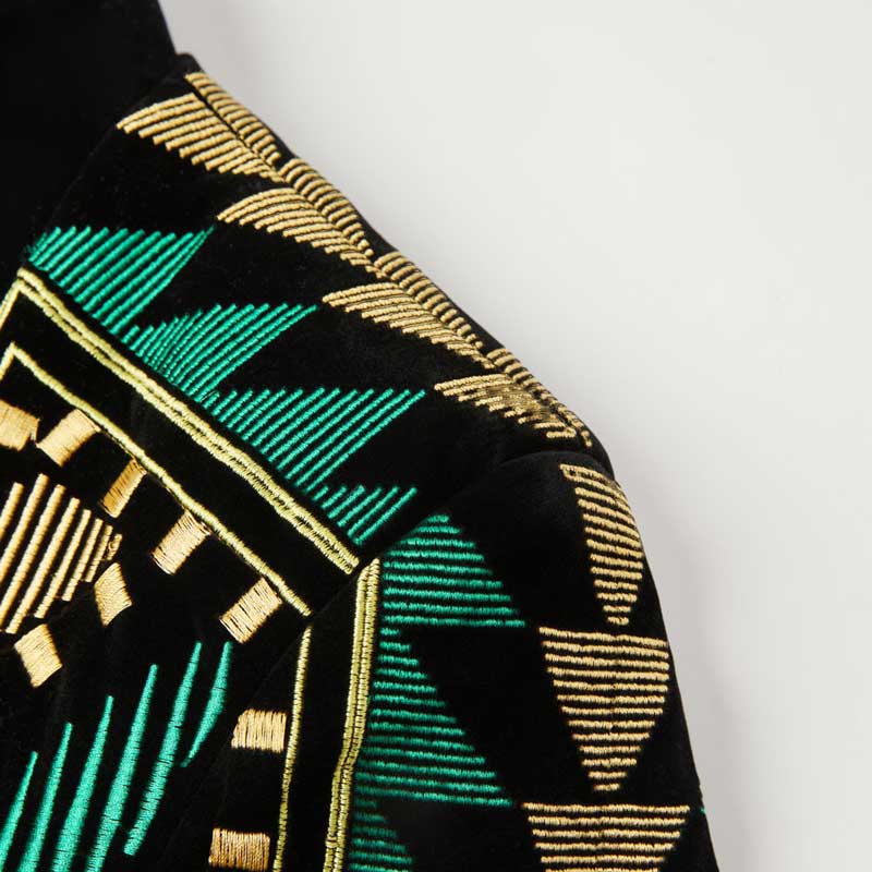 Luxury African Embroidery Cardigan Blazer Jacket Men Shawl Lapel Slim Fit
