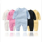 Soft Cotton Baby Rompers Full Sleeve Infant Boy Girl Solid Color Jumpsuit